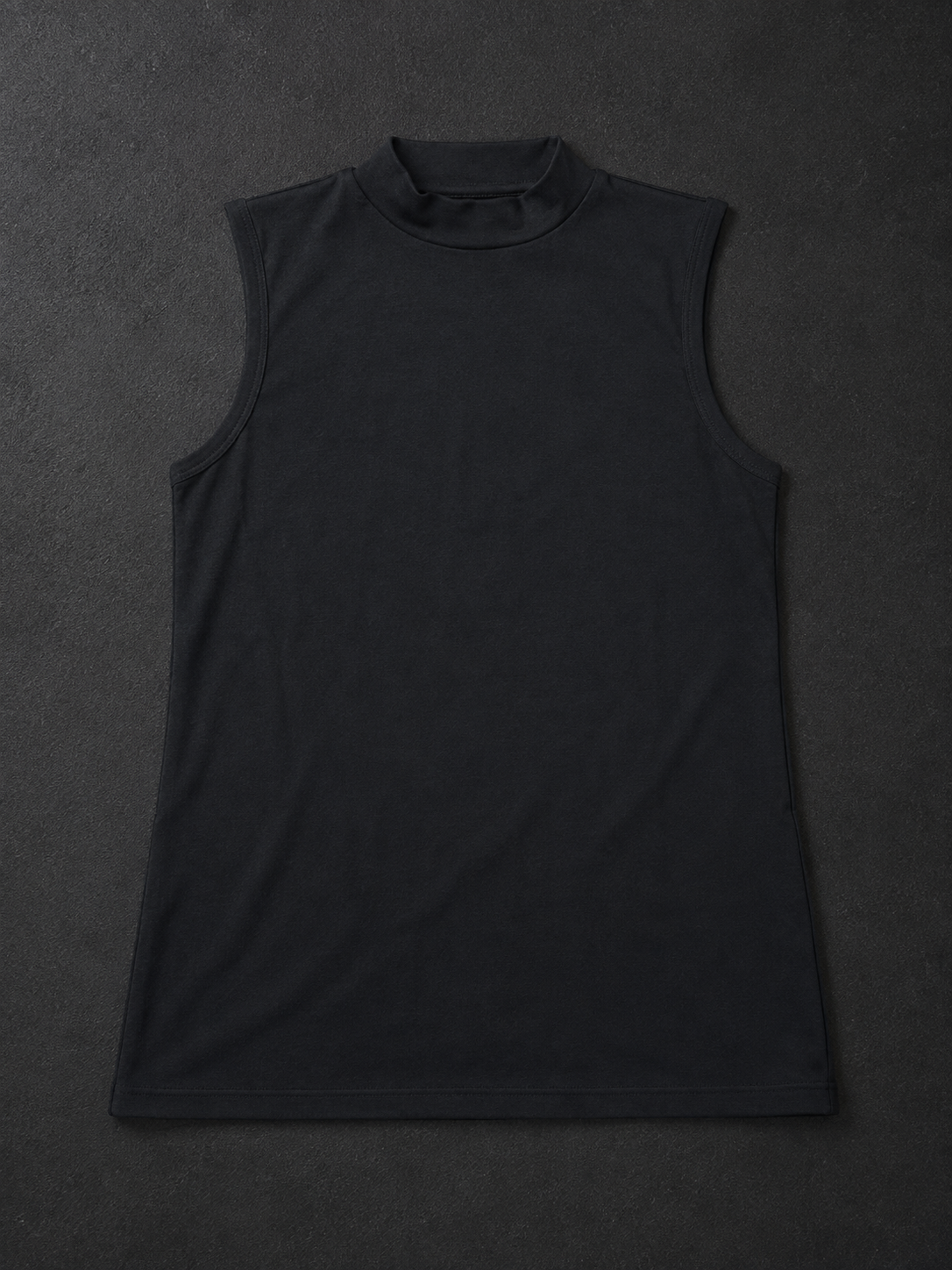 Black Mock Neck Tank Top