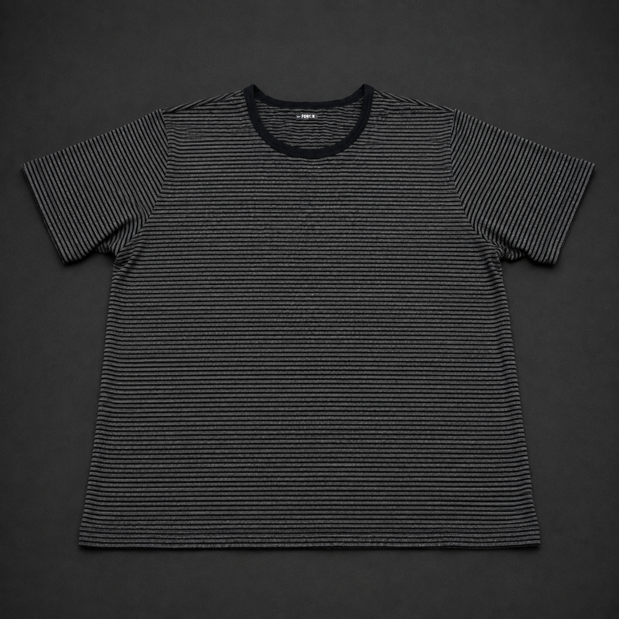 Charcoal Micro-Stripe Crew Neck T-Shirt