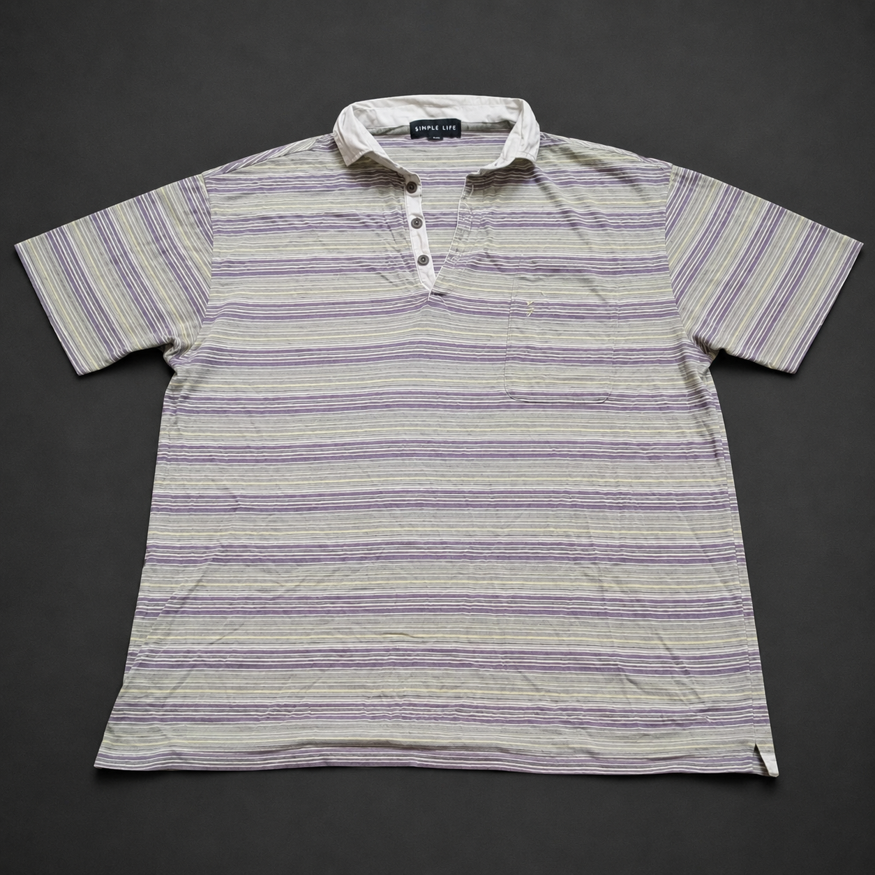 Simple Life Muted Green & Purple Striped Polo Shirt