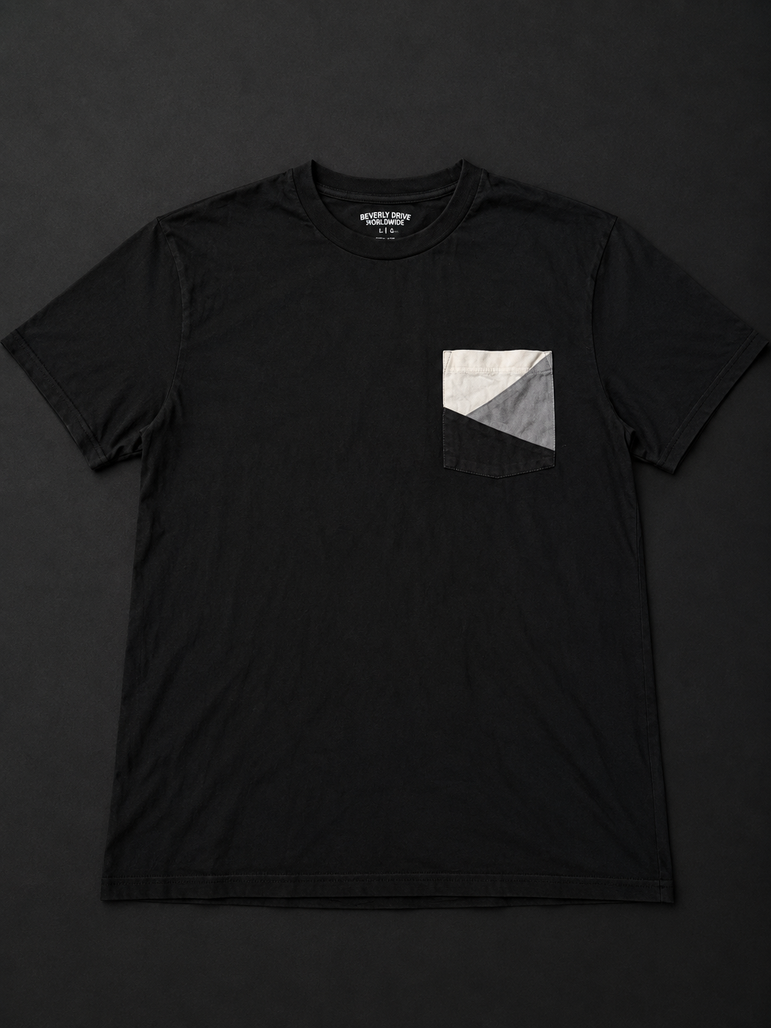 Black Geometric Pocket T-Shirt
