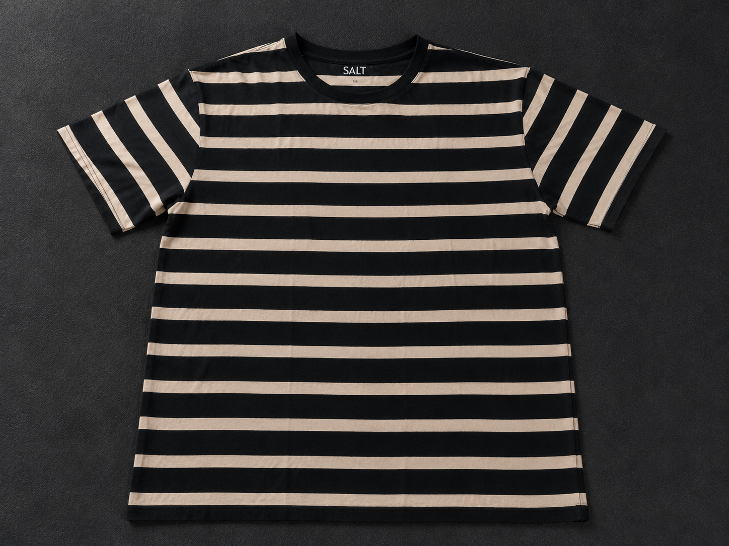 Black & Cream Striped Crewneck T-Shirt