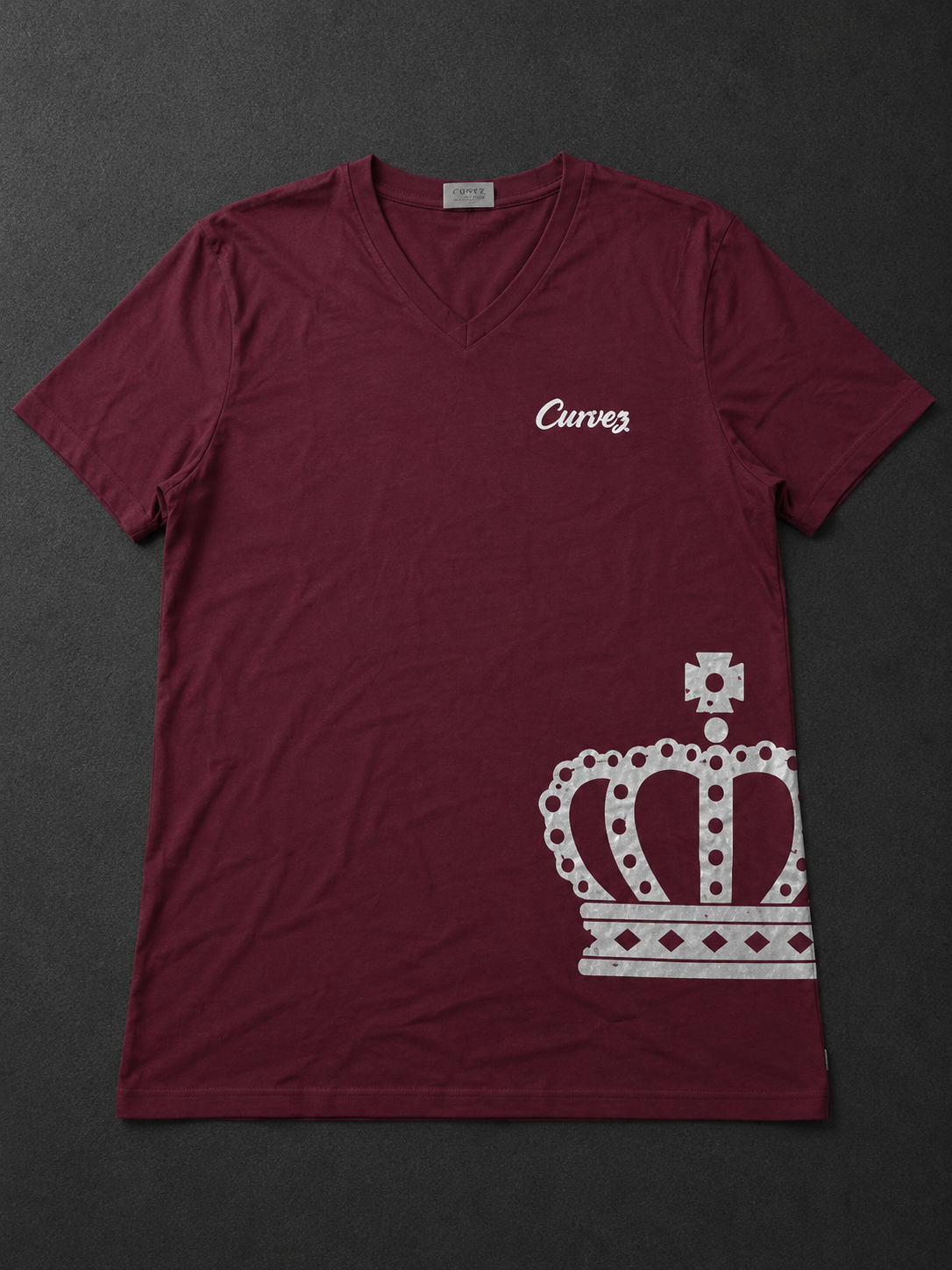Burgundy Crown Graphic V-Neck T-Shirt