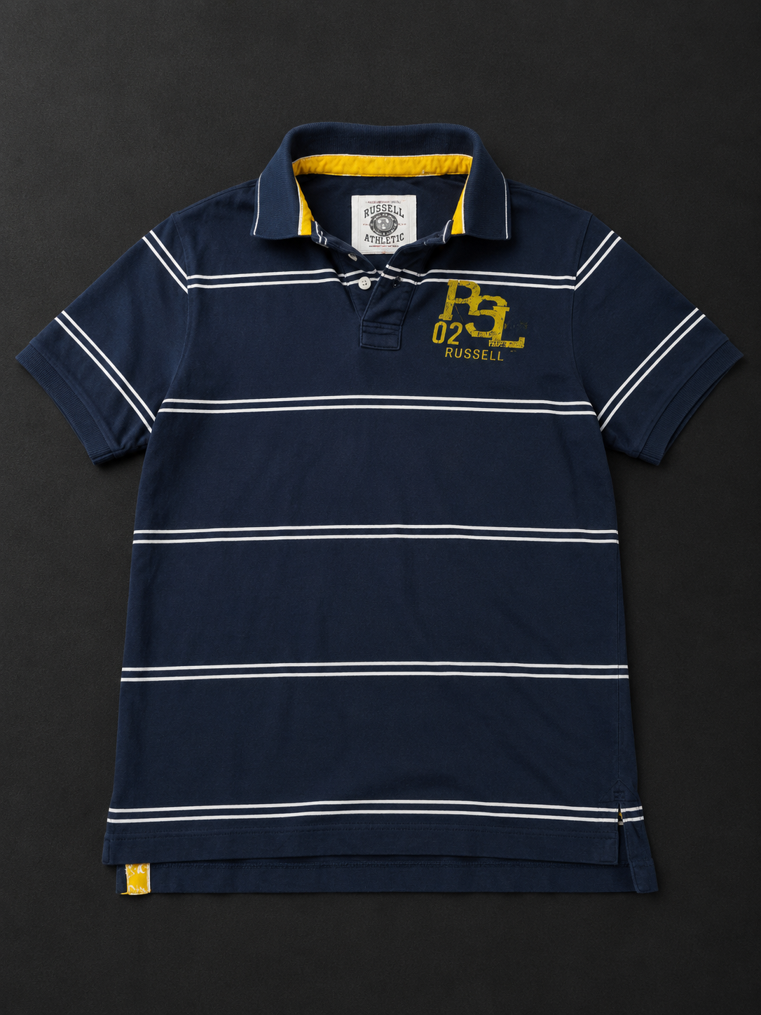 Navy Blue Russell Athletic Striped Polo Shirt