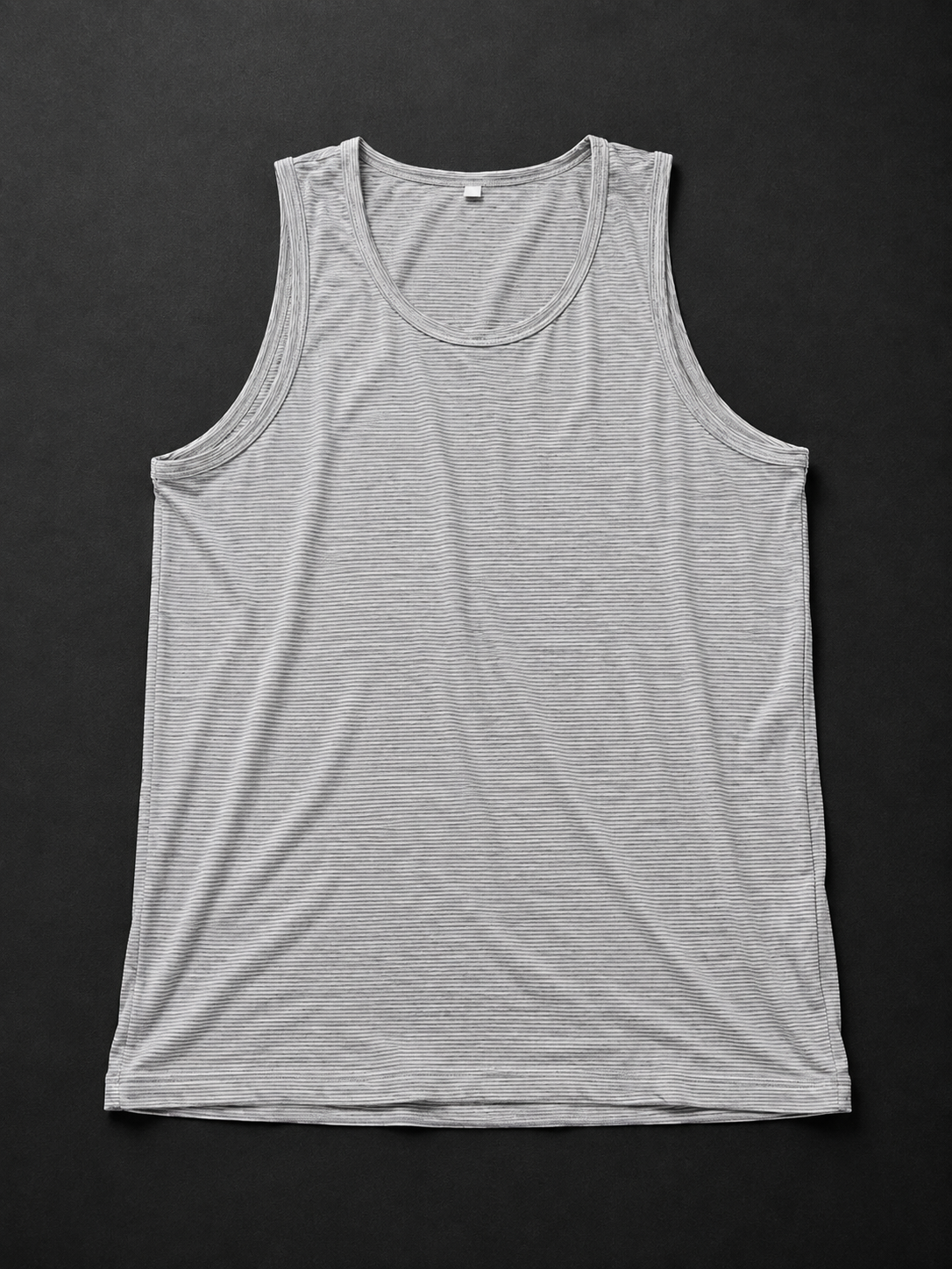 Grey Fine-Stripe Ribbed Tank Top