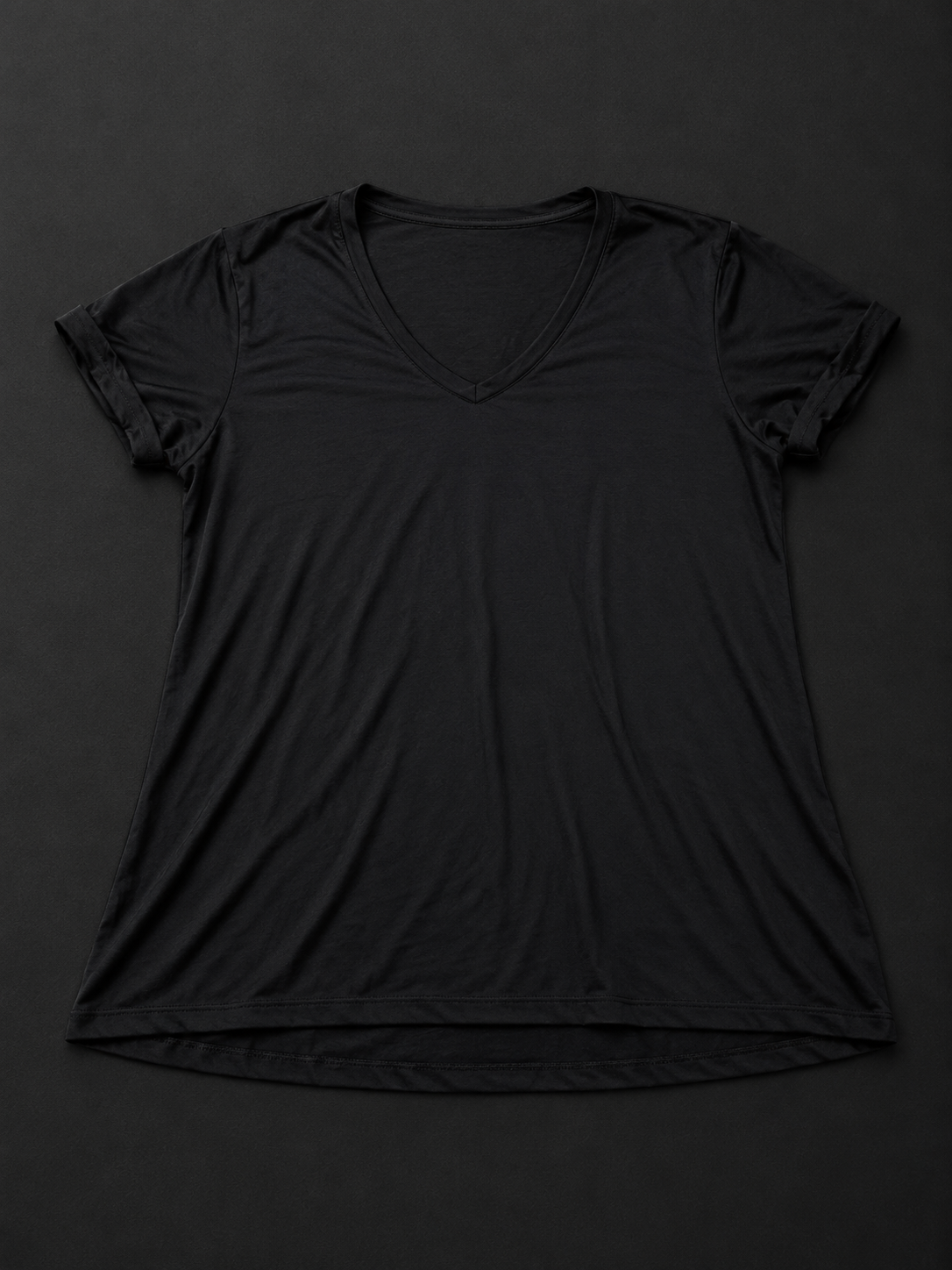 Black V-Neck Basic Tee