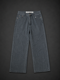 Charcoal Stone Wash Wide-Leg Jeans
