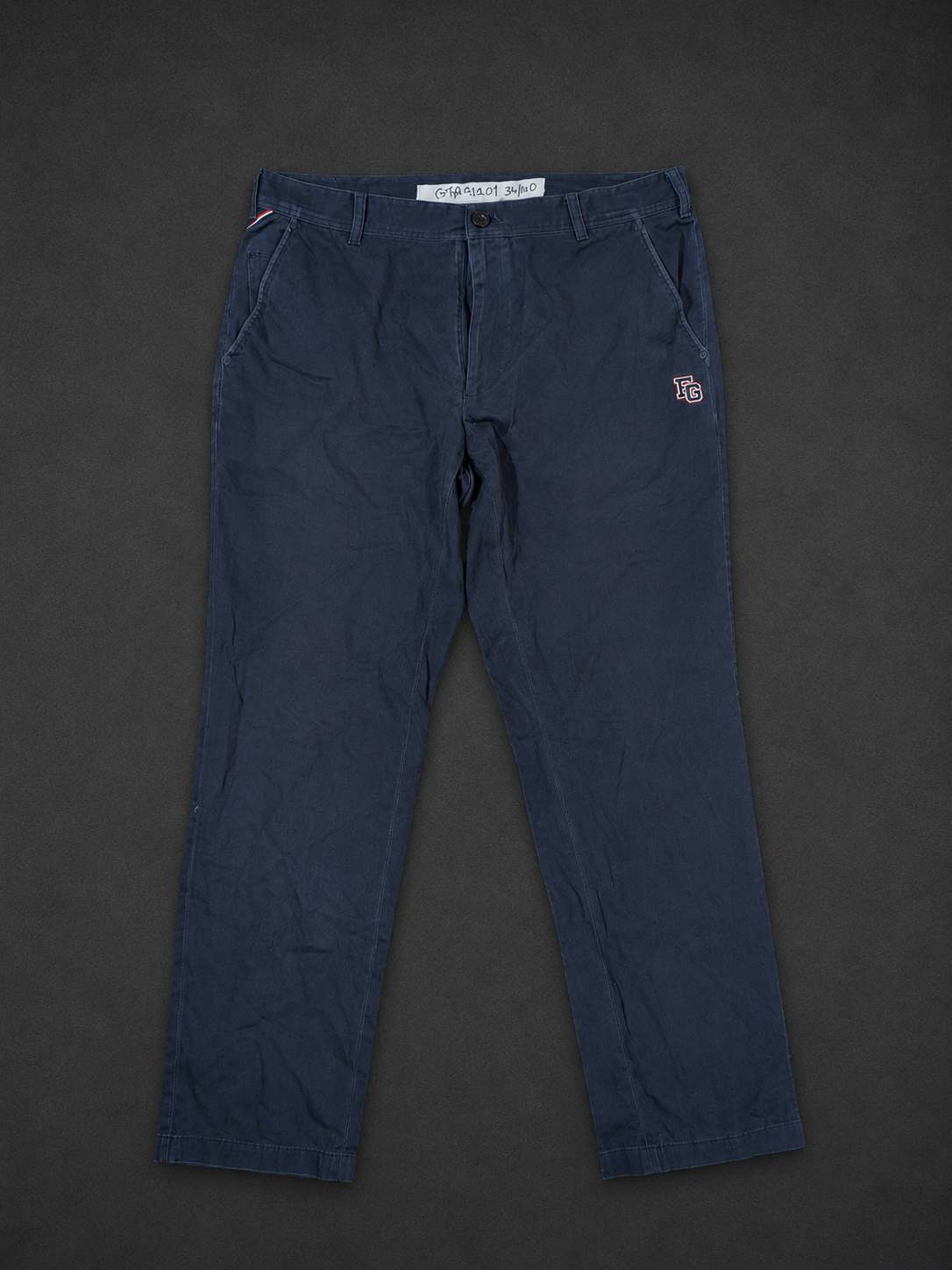 Navy Chinos with Red and White Accents