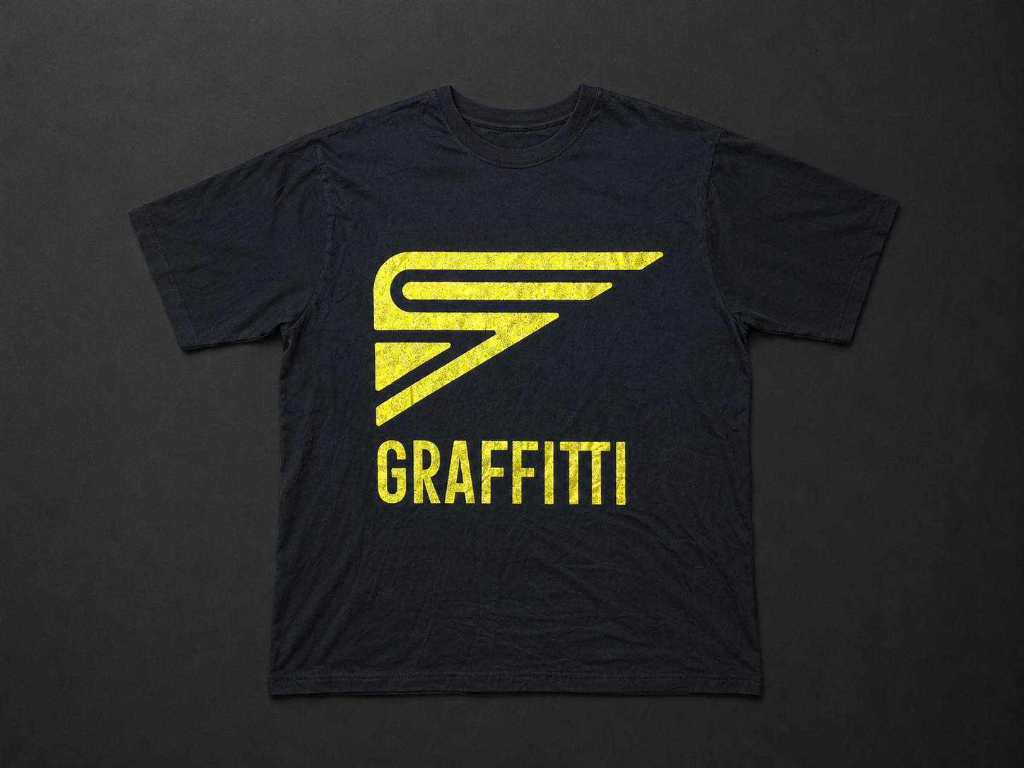 Vintage Geometric Graphic Print T-Shirt Black/Yellow