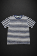 Vintage Striped Crocodile Pocket T-Shirt Blue/Grey