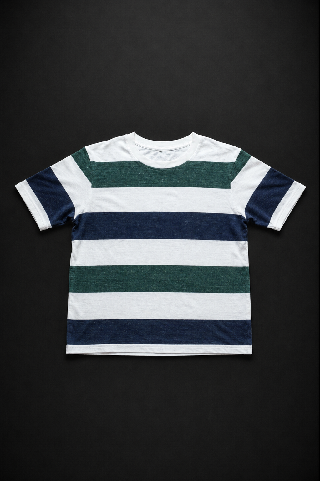 Vintage Striped Green, Navy & White T-Shirt