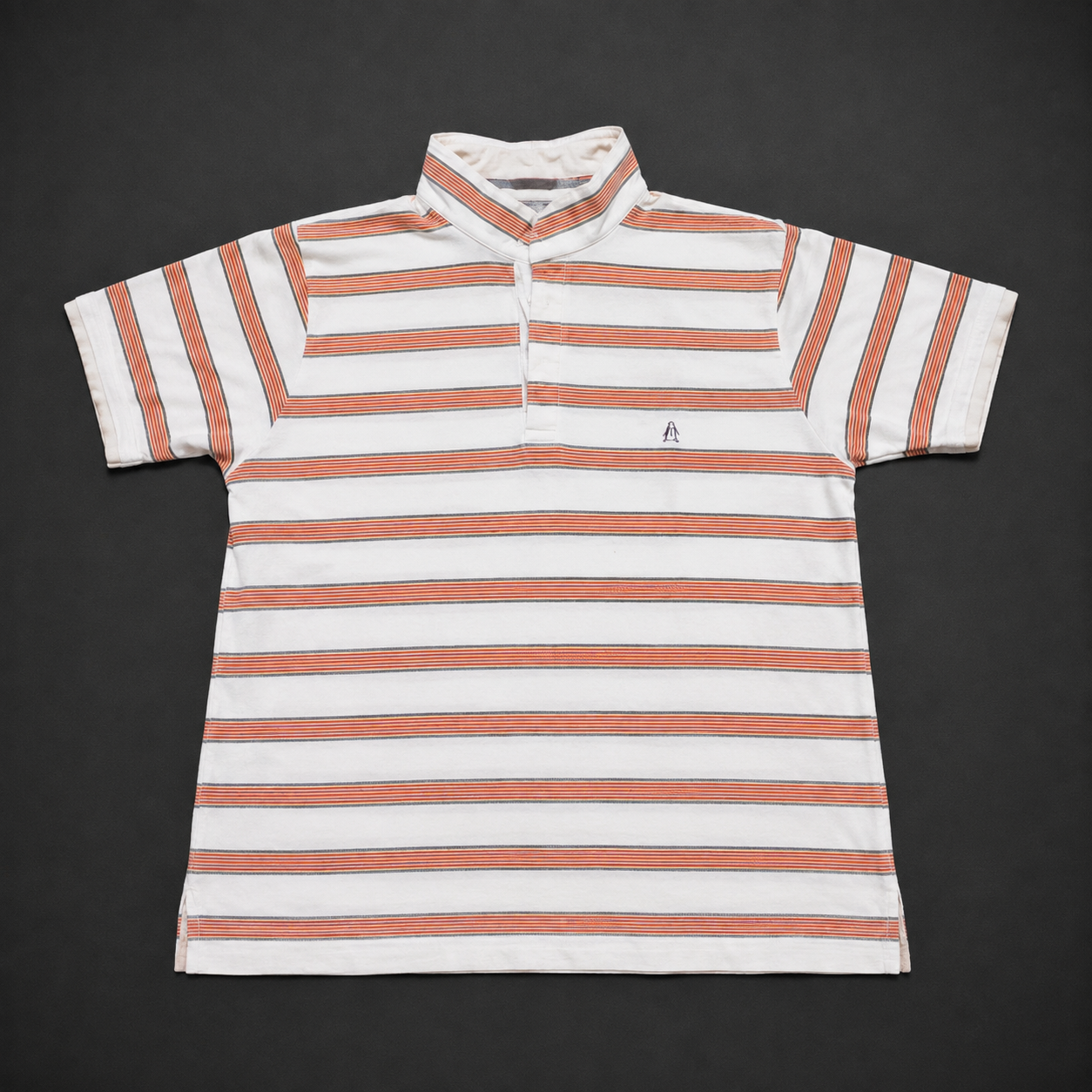 Cream & Orange Striped Vintage Polo Shirt