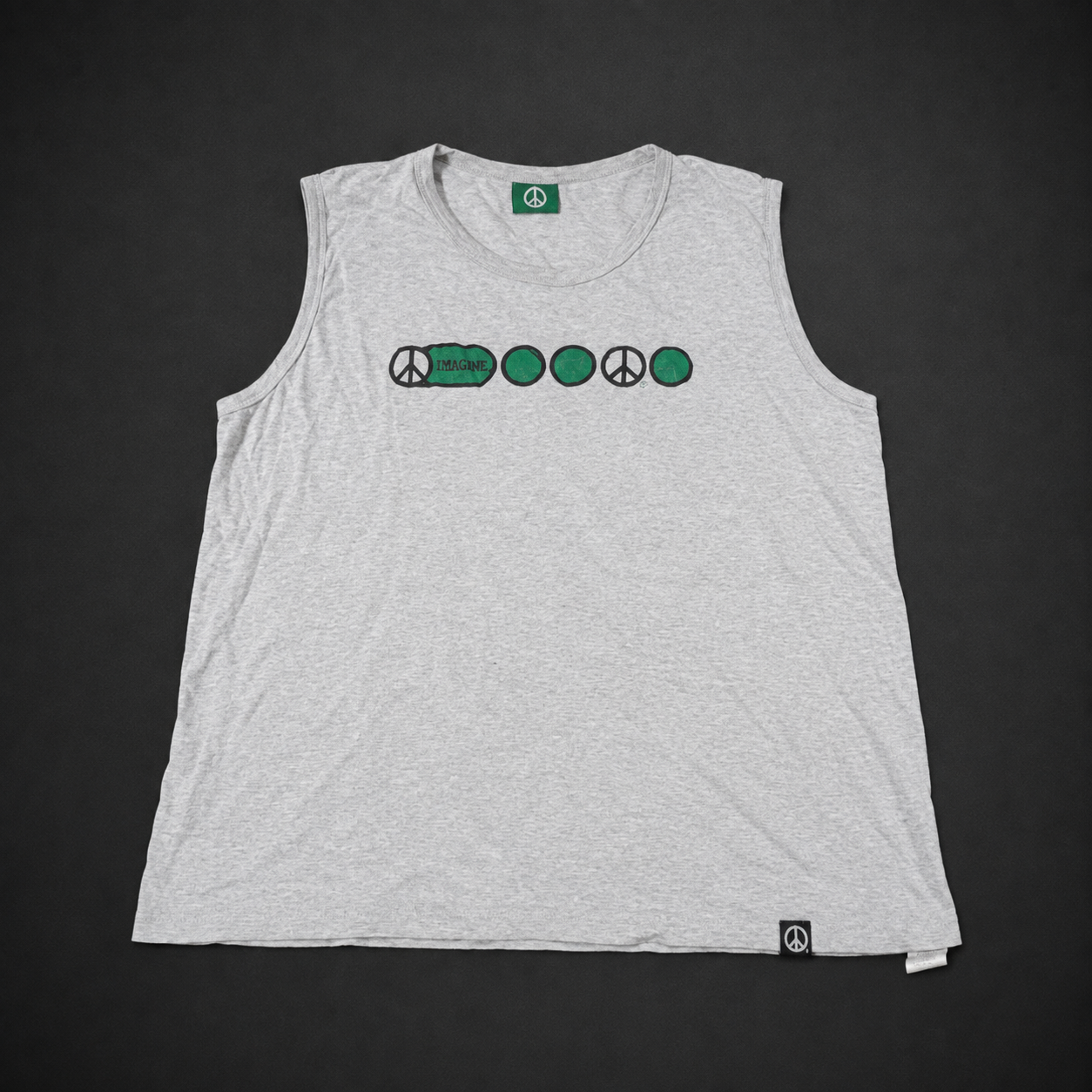 Vintage Peace Graphic Grey Sleeveless Tank Top