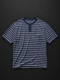 Navy Striped Henley Tee medium