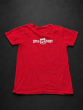 Red Super Rugby Graphic Tee from Quality Thrift, one-of-one pre-loved apparel listing