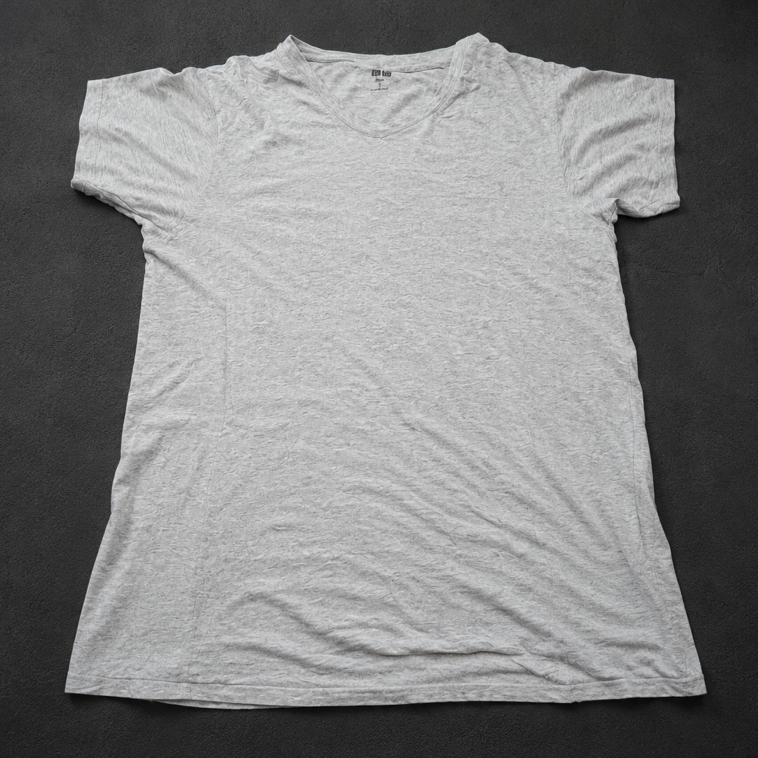 Light Grey Fitted Basic Tee from Quality Thrift, one-of-one pre-loved apparel listing