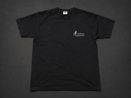 Black Small Chest Logo Tee from Quality Thrift, one-of-one pre-loved apparel listing