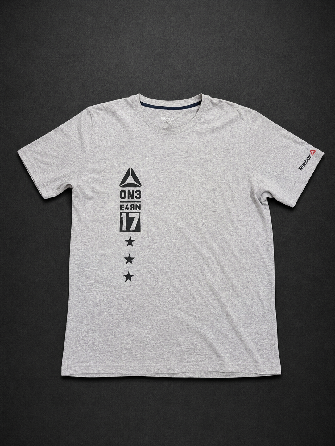 Light Grey Vertical Graphic Tee from Quality Thrift, one-of-one pre-loved apparel listing