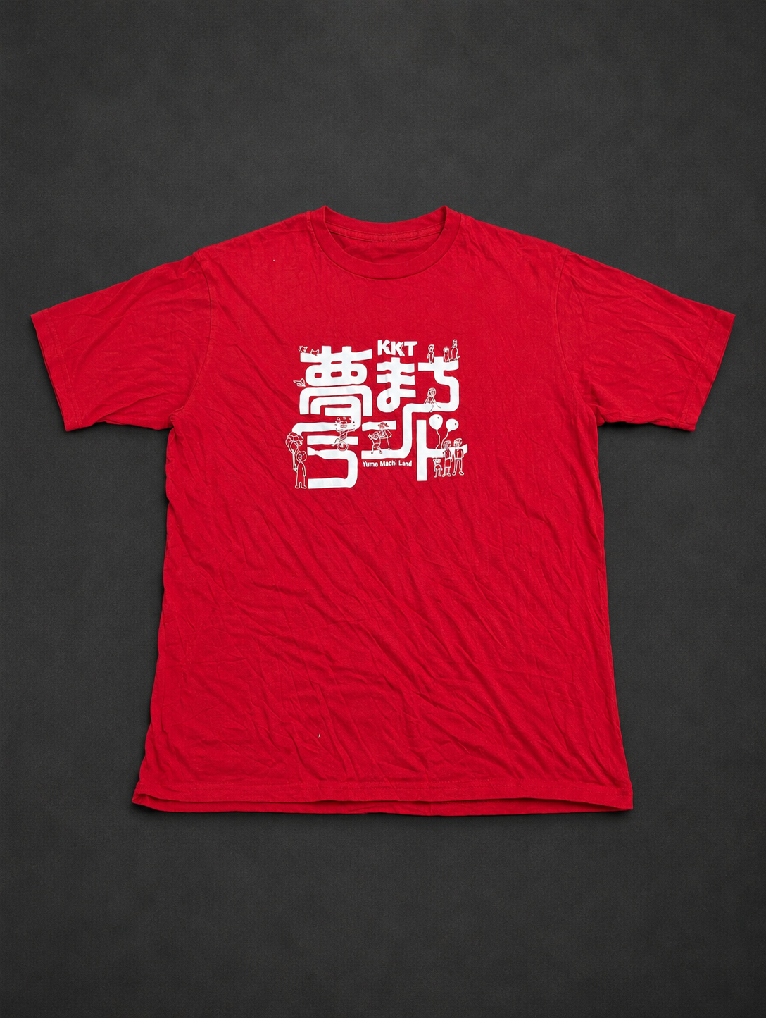 Red Japanese Block Print Graphic Tee from Quality Thrift, one-of-one pre-loved apparel listing