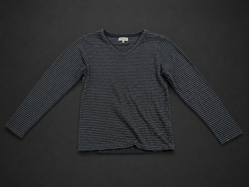 Charcoal Micro Stripe Long Sleeve Tee from Quality Thrift, one-of-one pre-loved apparel listing