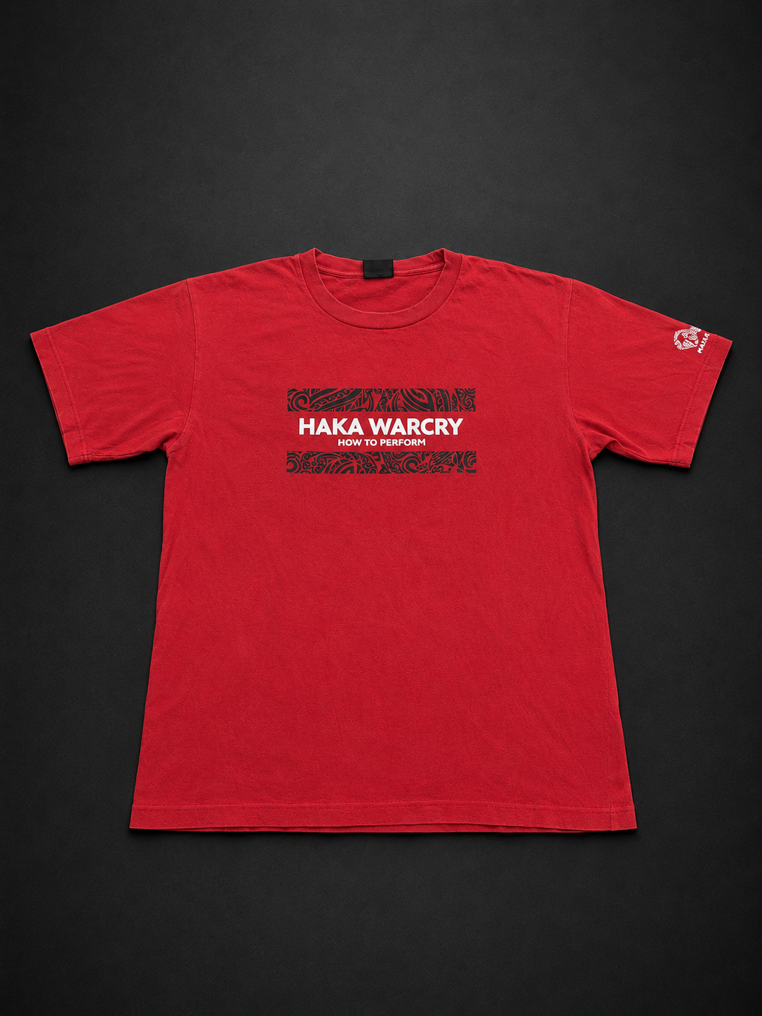 Red Haka Warcry Graphic Tee from Quality Thrift, one-of-one pre-loved apparel listing