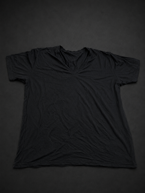 Black Draped V-Neck Tee from Quality Thrift, one-of-one pre-loved apparel listing