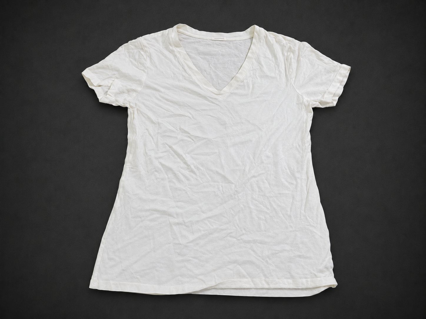 White V-Neck Fitted Tee from Quality Thrift, one-of-one pre-loved apparel listing