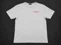 White Minimal Red Text Tee from Quality Thrift, one-of-one pre-loved apparel listing