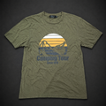 Olive Camping Tour Graphic Tee, one-of-one pre-loved apparel from Quality Thrift