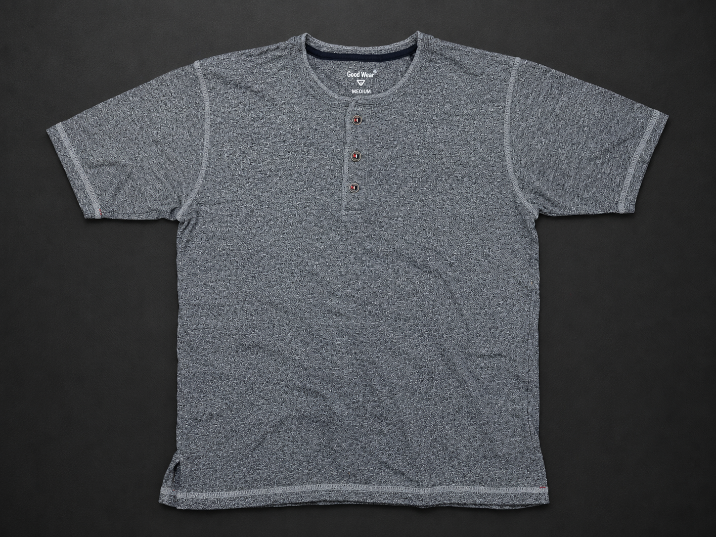 Grey Micro-Stripe Henley Tee, one-of-one pre-loved apparel from Quality Thrift