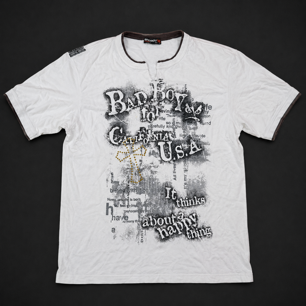 White Black Typography Graphic Tee, one-of-one pre-loved apparel from Quality Thrift