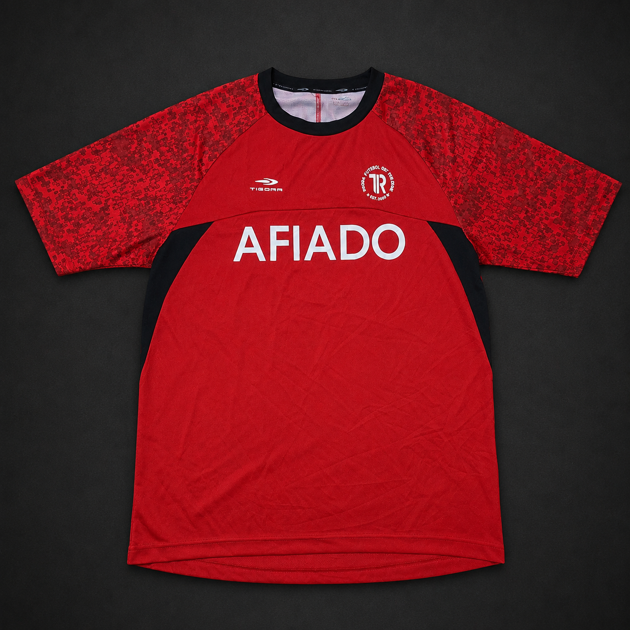Red Black Football Jersey Tee, one-of-one pre-loved apparel from Quality Thrift