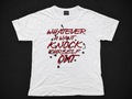 White Red Brush Typography Graphic Tee, one-of-one pre-loved apparel from Quality Thrift
